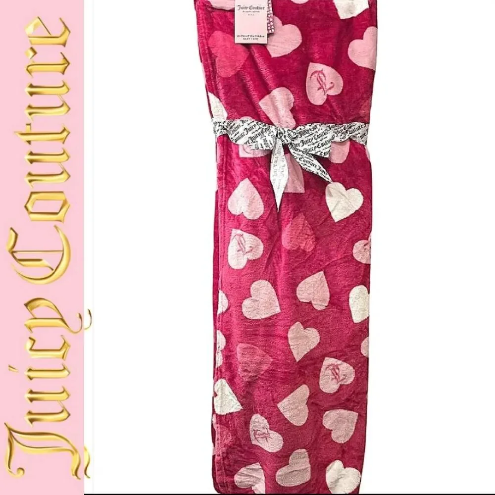 Juicy Couture Home JC Heart Logo Plush‎ Printed Twin Throw Blanket